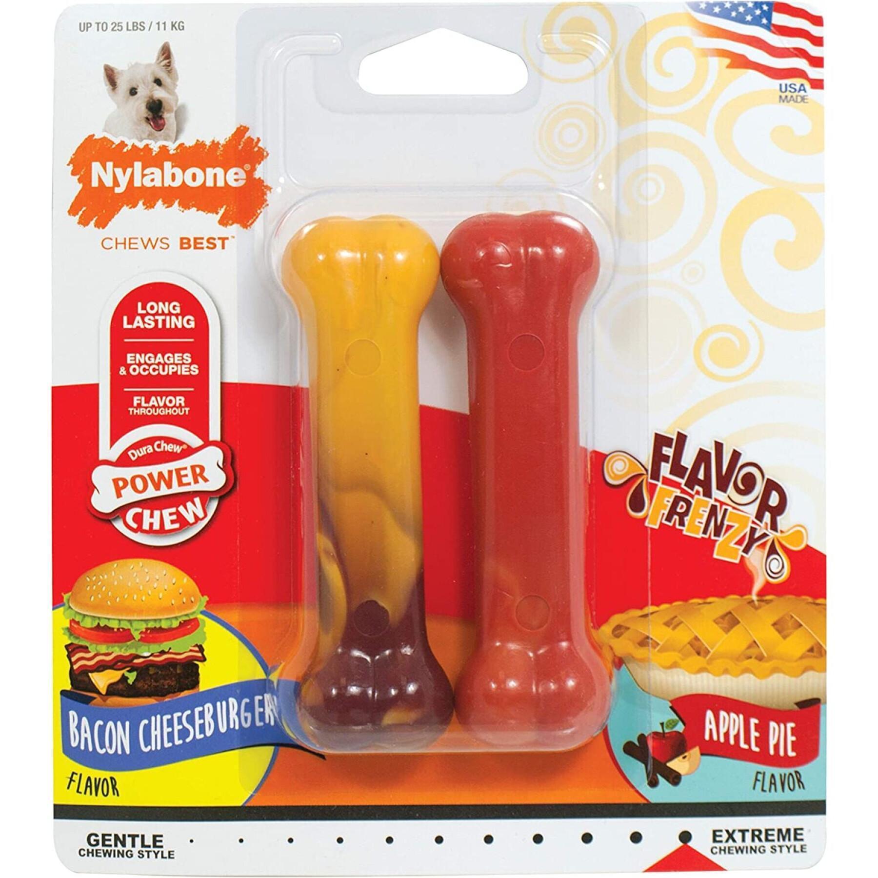 2er-Set Hundespielzeug Nylabone Extreme Chew - Cheeseburger And Apple Flavour S