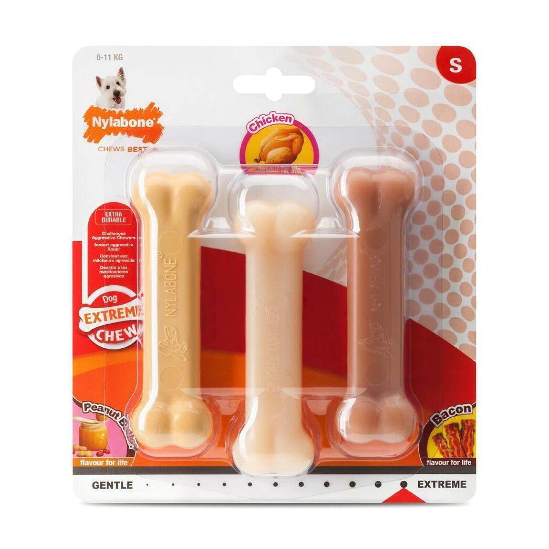 3er-Set Hundespielzeug Nylabone Extreme Chew - 1 Extreme Chew - Peanut Butter / 1 Extreme Chew - Original S